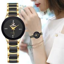 Relógio Feminino Quartz preto com dourado