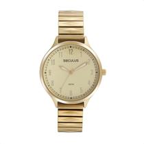 Relógio Feminino Quartzo Seculus Coraçao Dourado