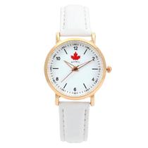 Relógio Feminino Quebec Rose e Branco Show Pulseira de Couro