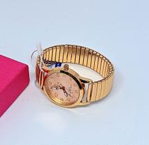 Relógio Feminino Redondo Quartz Pulseira Bracelete de Mola Elástica Aço Inoxidável Analógico Luxo Casual Fashion Rose