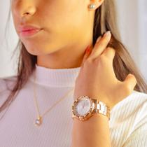 Relógio Feminino Rosa De Pulso Analógico