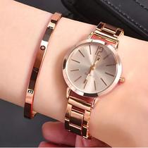 Relógio Feminino Rose Gold com Pulseira Bracelete - Vitrine