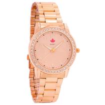 Relógio Feminino Rosé Ouro Gold Original Quebec na Caixa