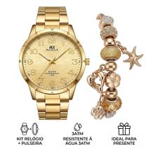 Relógio Feminino RuiXing Aço Dourado - Elegância e Resistência para o Dia a Dia