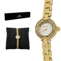 Relogio Feminino Seculus Analogico Aço Inoxidavel Dourado Mostrador Branco Original Resistente a Agua 2 Anos de Garantia 20091LPSVDA2
