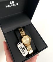 Relógio feminino seculus original dourado