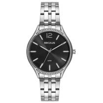 Relógio Feminino Seculus Prata com Cristais Original Relógio Feminino Seculus Prata com Cristais Original