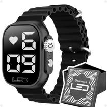 Relogio feminino silicone digital ultra prova dagua caixa pulseira ajustavel led preto black piano Relogio feminino silicone digital ultra prova dagua caixa pulseira ajustavel led preto black piano