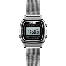Relógio feminino skmei digital prateado quadrado social retro prata 1901 Relógio feminino skmei digital prateado quadrado social retro prata 1901