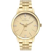 Relógio Feminino Technos Caixa e Pulseira de Aço Inoxidável Com Banho Dourado Resistente a Água D/1X