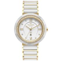 Relógio Feminino Technos Ceramic Sapphire Dourado E Branco 2015CEK/2B