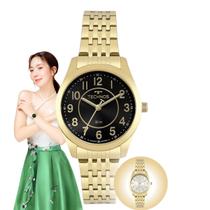 Relógio Feminino Technos Elegance Boutique Analógico Casual Resistente Água Aço Inóx Dourado 2035MJDS