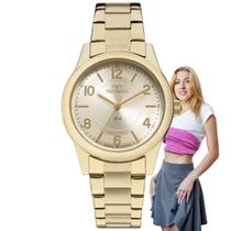 Relógio Feminino Technos Elegance Boutique Analógico Redondo Aço inoxidável Prova Dágua 50 Metros Casual Dourado 2035M
