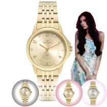 Relógio Feminino Technos Elegance Boutique Analógico Redondo Aço inoxidável Prova Dágua 50 Metros Casual Dourado 2035M