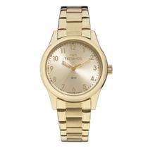 Relógio Feminino Technos Redondo Dourado Analógico Boutique Elegance Caixa Pequena Slim em Aço 2035MKM/1X