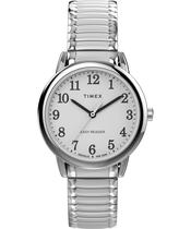 Relógio feminino Timex Easy Reader Classic, 30 mm, prata com pulseira