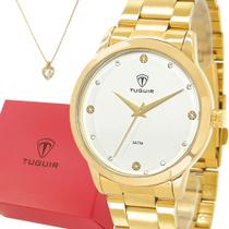 Relógio Feminino Tuguir Dourado 1 Ano De Garantia Original