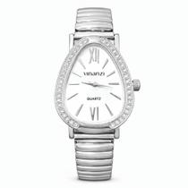 Relógio Feminino Vinanzi Lisboa Sofisticado com Cristais Aço Inoxidável Resistente à Água Pulseira e Caixa de Brinde Relógio Feminino Vinanzi Lisboa Sofisticado com Cristais Aço Inoxidável Resistente à Água Pulseira e Caixa de Brinde
