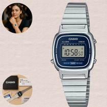 Relógio Feminino Vintage Mini Retrô Leve Casual Digital Prata LA670WA-2DF