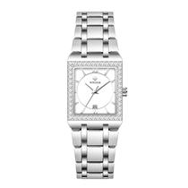 Relógio feminino WWOOR 8858 de aço inoxidável quadrado prateado Relógio feminino WWOOR 8858 de aço inoxidável quadrado prateado
