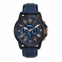 Relógio Fossil Grant FS5061, cronógrafo masculino, preto/azul marinho