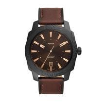 Relógio Fossil Machine Quartz 49mm Couro Preto e Marrom