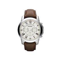 Relógio Fossil Masculino Grant - Prata com Pulseira de Couro Marrom