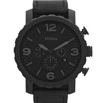 Relógio Fossil Masculino Preto Nate JR1354/2PN Analógico 10 Atm Cristal Mineral Tamanho Grande