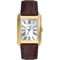 Relógio Fossil Masculino Ref: Fs6011/0dn Clássico Retangular Dourado