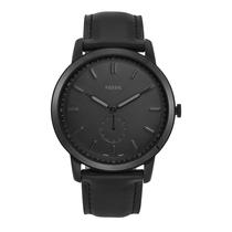 Relógio Fossil Minimalist FS5447 - Aço Inoxidável e Couro Preto