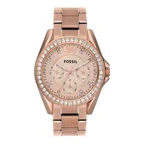 Relógio Fossil Riley Feminino ES2811 - Dourado Rosa em Aço Inoxidável