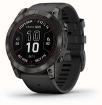 Relógio Garmin Fenix 7X Pro Solar Safira Titânio Cinza Carbono com pulseira Preta 51mm