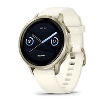 Relógio Garmin Venu 4 Ouro Lunar Pulseira de Silicone marfim