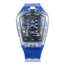 Relógio genérico de quartzo de silicone transparente para homens