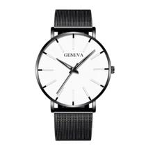 Relógio Geneva Masculino Ultra Fino Aço Inoxidável Pulseira de Malha Esporte fino Casual Quartzo