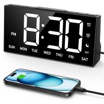 Relógio GOLOZA Digital com dois alarmes, porta USB, modo noturno