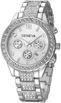 Relógio Gosasa Luxury Unissex Crystal Diamond Quartz Calendar