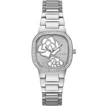 Relógio GUESS feminino analógico prata flor strass GW0544L1