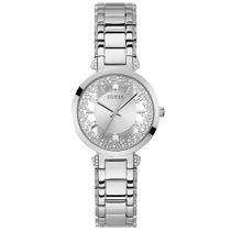 Relógio GUESS feminino prata fundo transparente GW0470L1