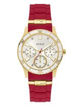 Relógio GUESS Gold-Tone + Iconic Red Silicone U1157L2 para mulheres