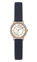 Relógio GUESS Ladies, 25 mm, pulseira azul marinho, mostrador branco, caixa em ouro rosa