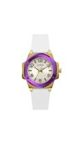 Relógio GUESS Ladies 38 mm, pulseira branca, mostrador branco, capa bicolor