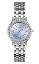 Relógio GUESS Ladies Silver Tone com mostrador azul, caixa de 34 mm Relógio GUESS Ladies Silver Tone com mostrador azul, caixa de 34 mm
