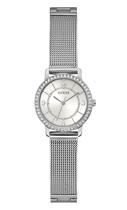 Relógio GUESS Ladies Silver Tone com mostrador branco e estojo de 28 mm