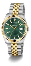 Relógio Guess Masc Jaden Bicolor Verde Multifunção Gw0977g4 Prateado Dourado
