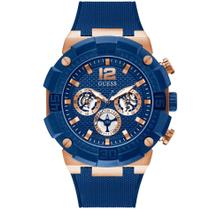Relógio GUESS masculino azul rosê silicone GW0264G4