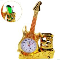 Relógio Guitarra Despertador Criativo e Funcional com Porta Lápis para Decoração Moderno ZB4032