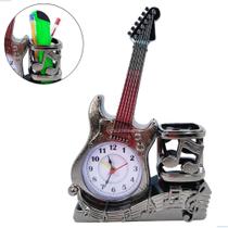 Relógio Guitarra Despertador Criativo e Funcional com Porta Lápis para Decoração Moderno ZB4032