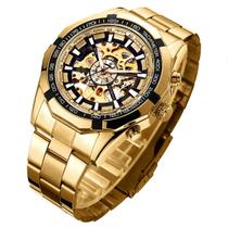 Relógio Gute Mechanical Skeleton em aço inoxidável para homens Relógio Gute Mechanical Skeleton em aço inoxidável para homens