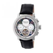 Relógio HERITOR Aura Semi-Skeleton para homens, pulseira de couro preta